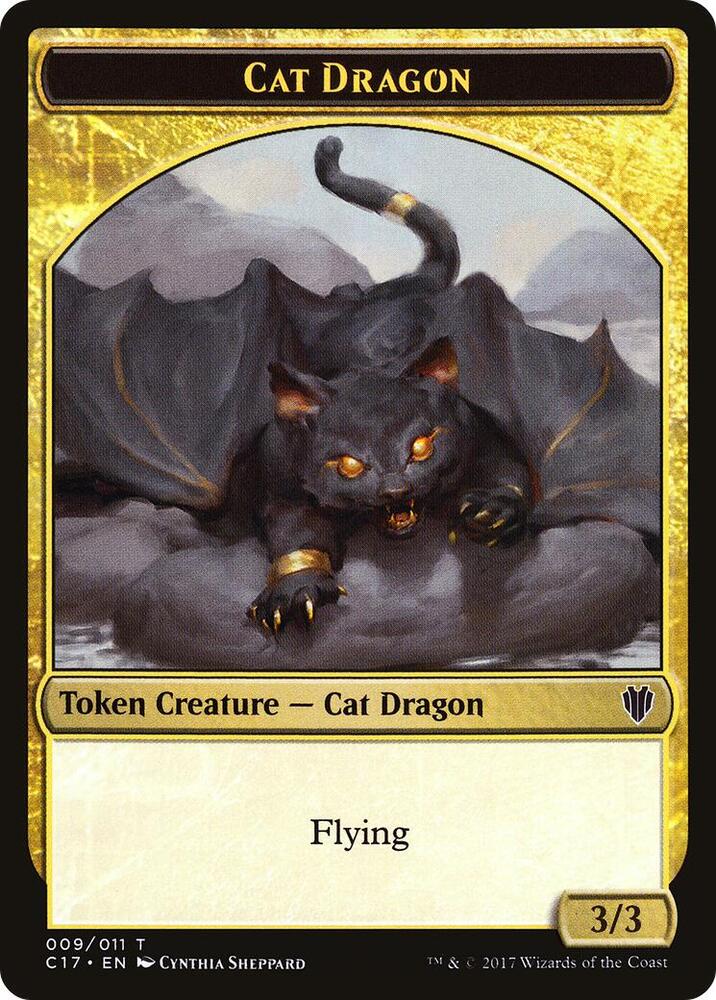 Cat Dragon // Dragon (007) Double-Sided Token (9 // 7) [Commander 2017]