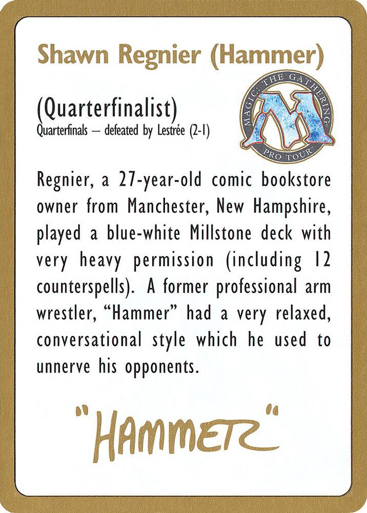 1996 Shawn "Hammer" Regnier Biography Card [World Championship Decks]