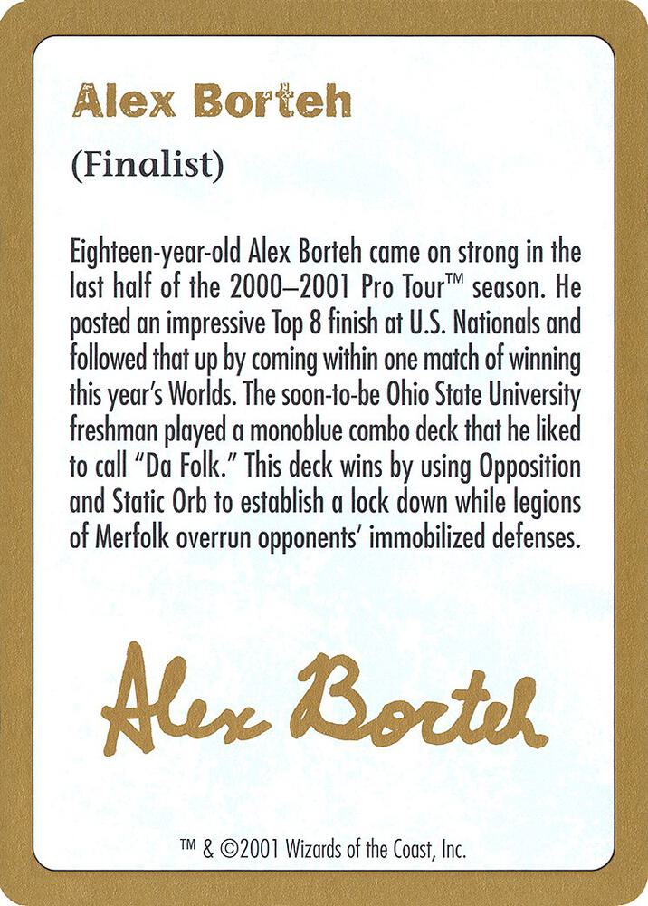 2001 Alex Borteh Biography Card [World Championship Decks]