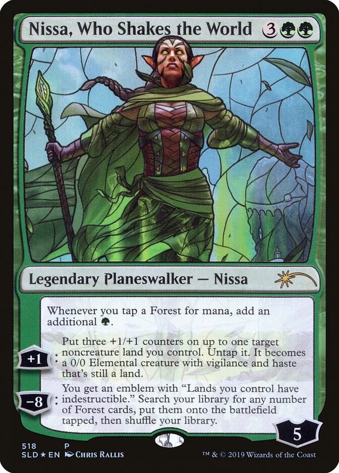 Nissa, Who Shakes the World (Stained Glass) (518) [Secret Lair Drop]