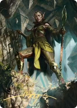 Nissa of Shadowed Boughs Art Card (5/81) (Gold-Stamped Signature) [Zendikar Rising Art Series]