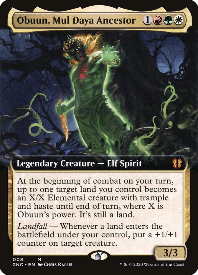 Obuun, Mul Daya Ancestor (Extended Art) (8) [Zendikar Rising Commander] [Extended Art]
