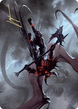 Burning-Rune Demon Art Card (Gold-Stamped Signature) (20) [Kaldheim Art Series]