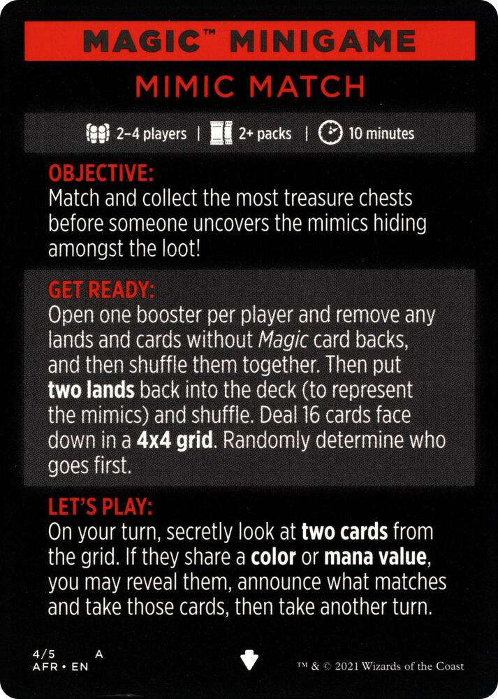 Magic Minigame: Mimic Match (4) [Adventures in the Forgotten Realms]