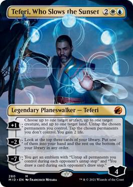 Teferi, Who Slows the Sunset (Borderless) (280) [Innistrad: Midnight Hunt] [Borderless]