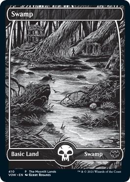Swamp (Moonlit Land) (Foil Etched) (410) [WPN & Gateway Promos]