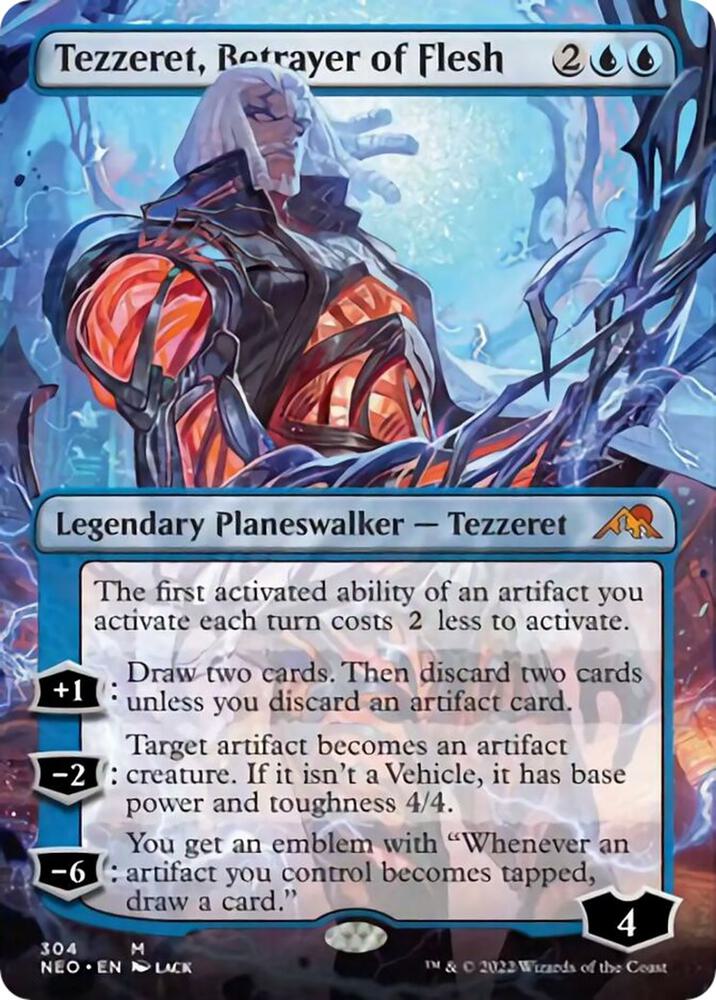 Tezzeret, Betrayer of Flesh (Borderless) (304) [Kamigawa: Neon Dynasty] [Borderless]