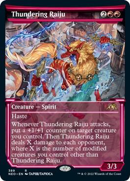Thundering Raiju (Showcase) (389) [Kamigawa: Neon Dynasty] [Showcase]