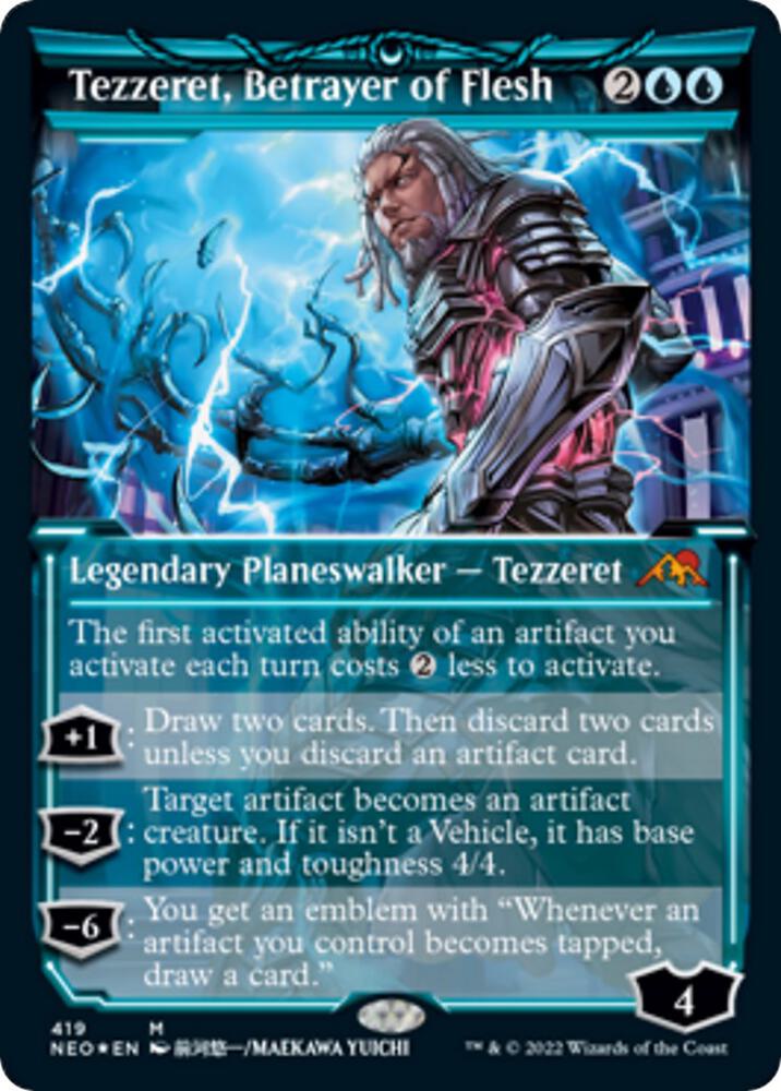 Tezzeret, Betrayer of Flesh (Showcase) (Foil Etched) (419) [Kamigawa: Neon Dynasty] [Showcase]