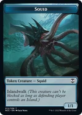 Squid // Treasure (013) Double-Sided Token (12 // 13) [New Capenna Commander]
