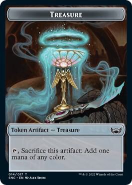 Treasure (014) // Wizard Double-Sided Token (14 // 5) [Streets of New Capenna]