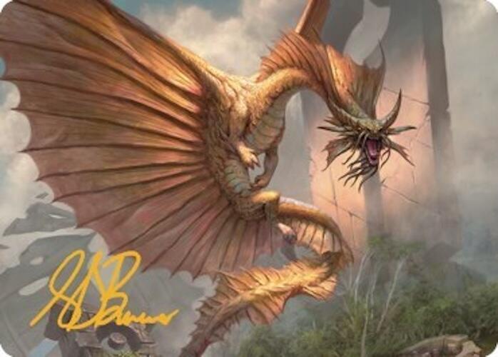 Ancient Gold Dragon Art Card (28/81) (Gold-Stamped Signature) [Commander Legends: Battle for Baldur's Gate Art Series]