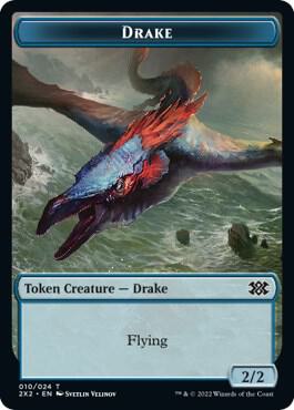 Drake // Aven Initiate Double-Sided Token (10 // 4) [Double Masters 2022]