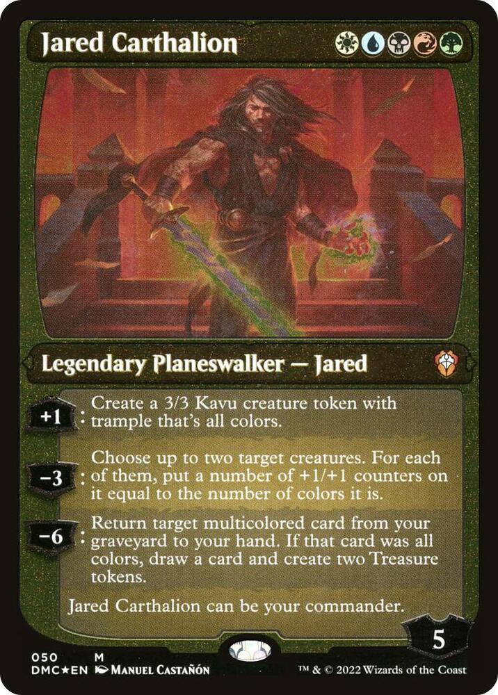 Jared Carthalion (Display Commander) - Thick Stock (50) [Dominaria United Commander] [Etched]