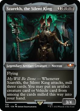 Szarekh, the Silent King (Display Commander) (Foil Etched) - Thick Stock (318) [Warhammer 40,000 Commander] [Etched]