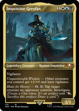 Inquisitor Greyfax (Display Commander) (Surge Foil) - Thick Stock (179) [Warhammer 40,000 Commander] [Etched]