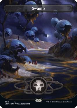 Swamp (488) (Borderless) (Galaxy Foil) [Unfinity]