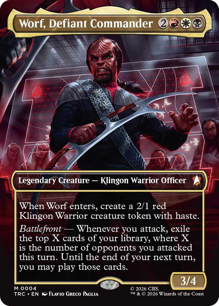 Worf, Defiant Commander (Borderless) (4) [Star Trek Commander]