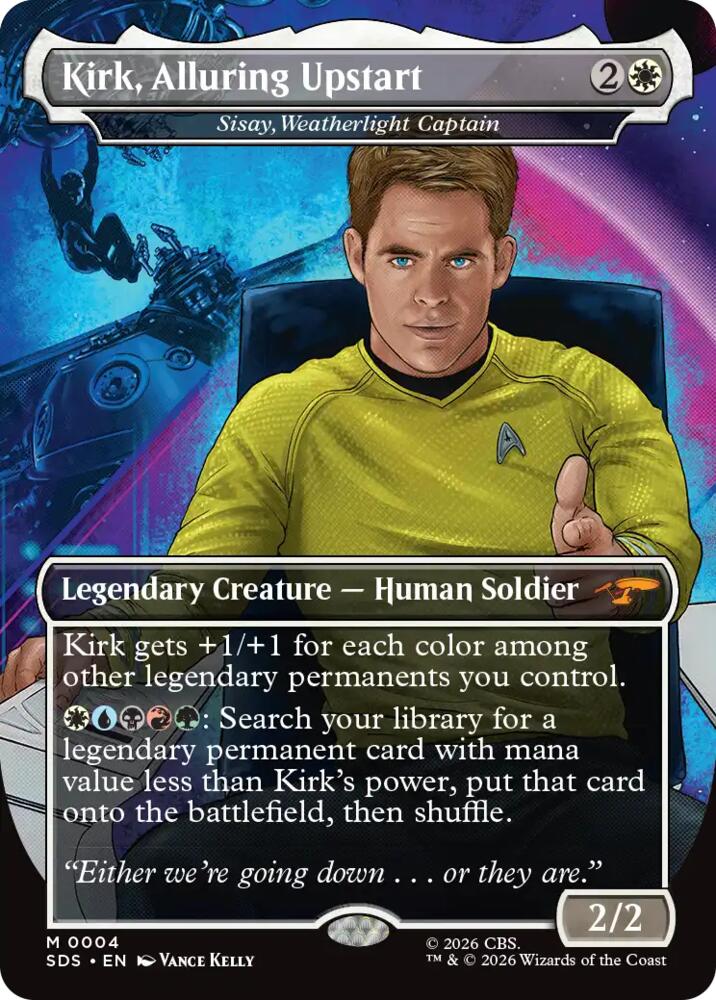 Kirk, Alluring Upstart - Sisay, Weatherlight Captain (Borderless) (4) [Star Trek: Stardates]