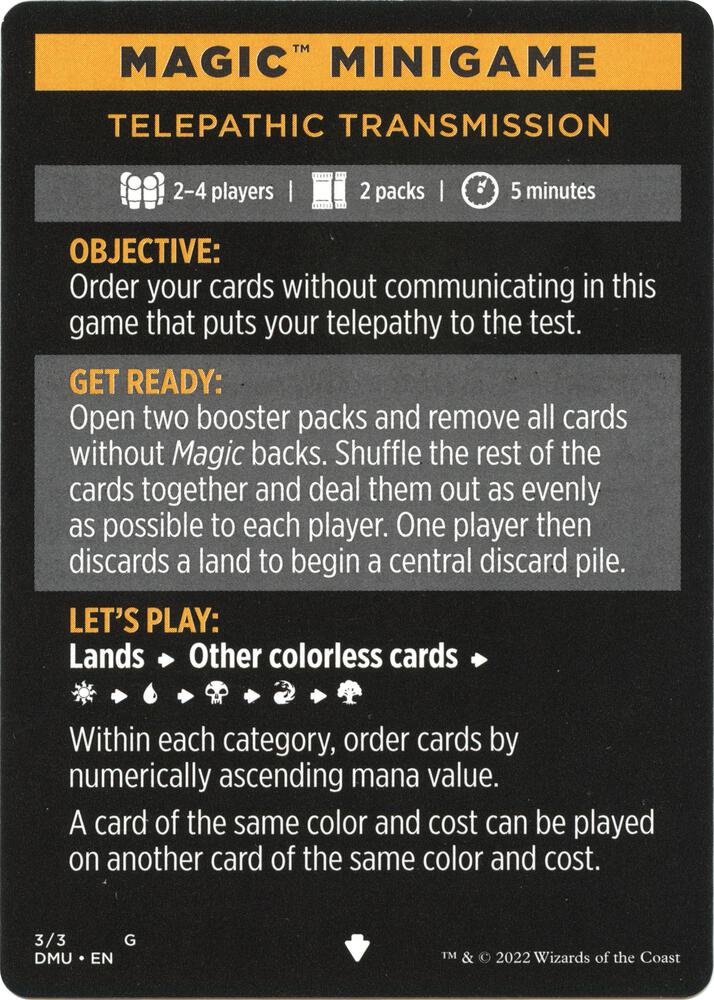 Magic Minigame: Telepathic Transmission (3) [Dominaria United]