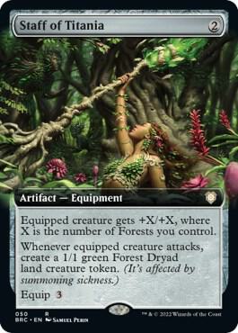 Staff of Titania (Extended Art) (50) [The Brothers' War Commander] [Extended Art]