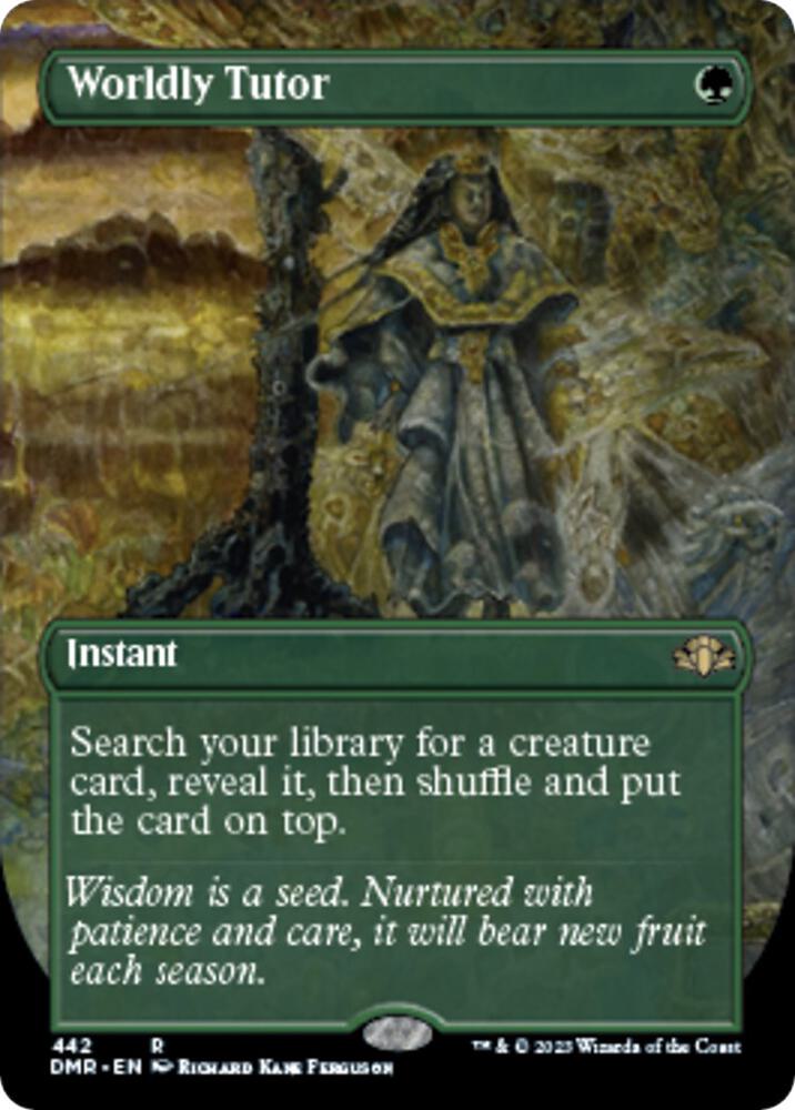 Worldly Tutor (Borderless) (442) [Dominaria Remastered] [Borderless]