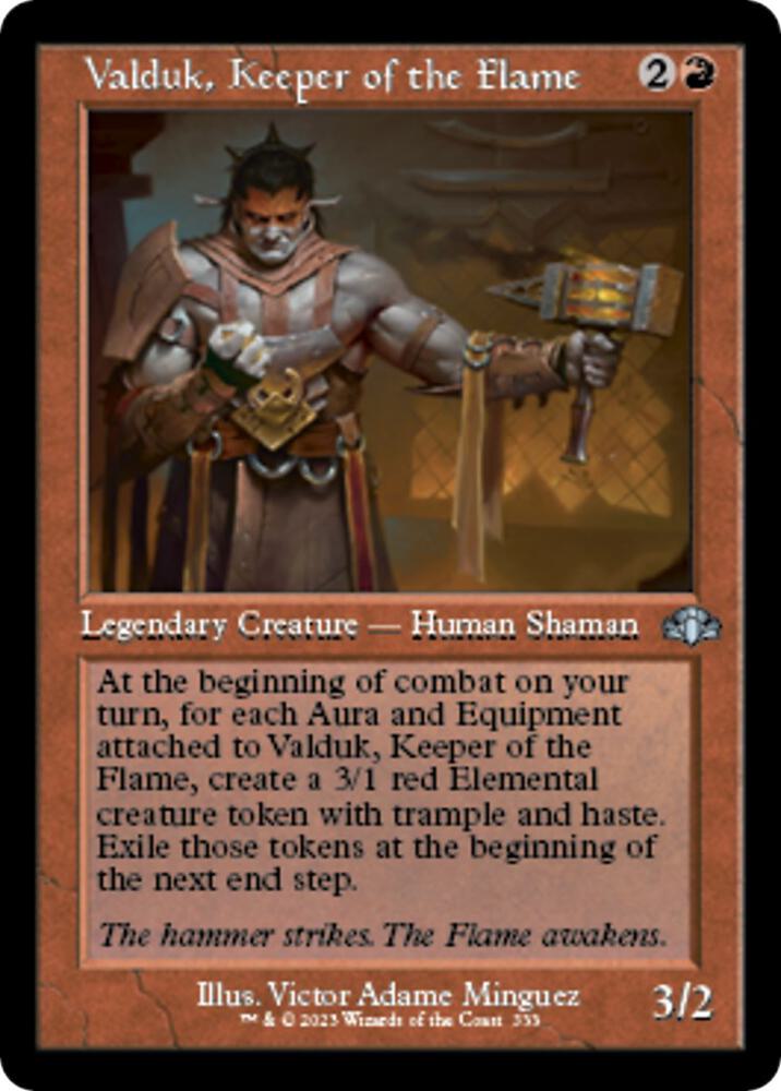 Valduk, Keeper of the Flame (Retro Frame) (333) [Dominaria Remastered]
