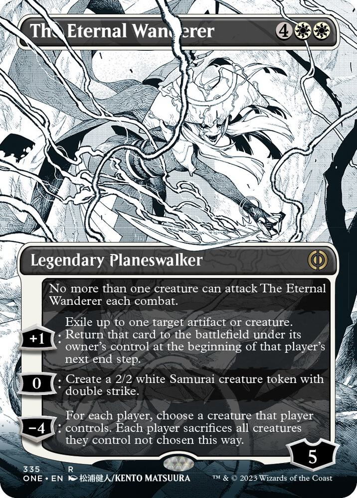 The Eternal Wanderer (Borderless) (335) [Phyrexia: All Will Be One] [Showcase, Borderless]