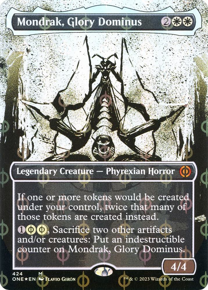 Mondrak, Glory Dominus (Showcase) (Step-and-Compleat Foil) (424) [Phyrexia: All Will Be One] [Showcase, Borderless]