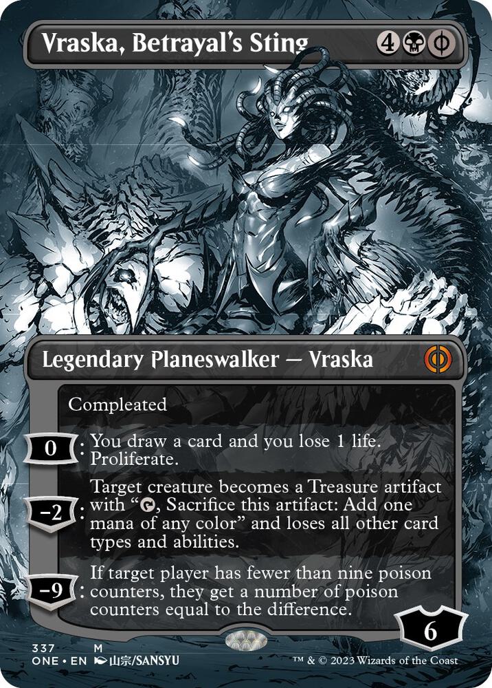 Vraska, Betrayal's Sting (Borderless) (337) [Phyrexia: All Will Be One] [Showcase, Borderless]