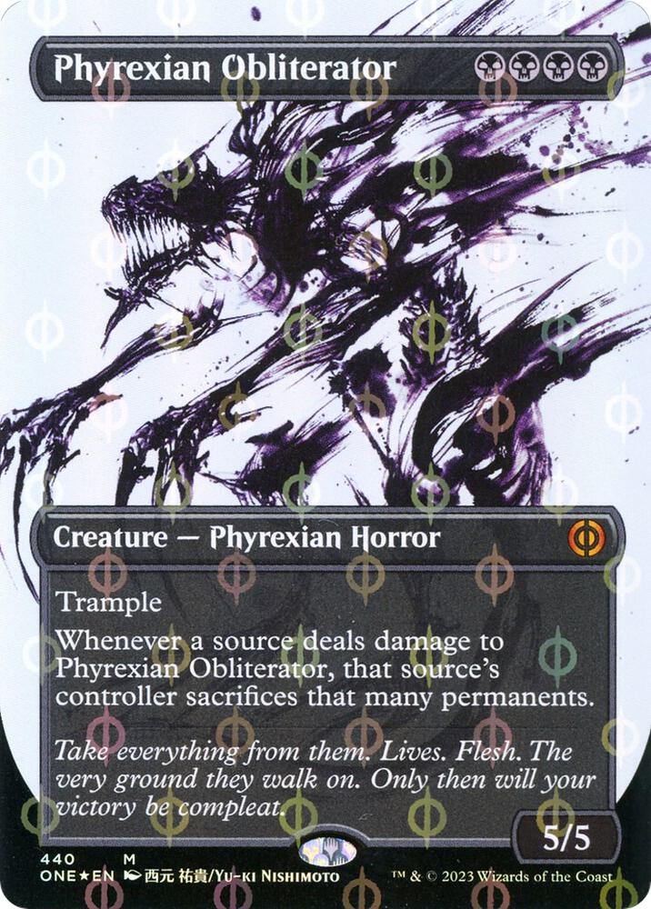 Phyrexian Obliterator (Showcase) (Step-and-Compleat Foil) (440) [Phyrexia: All Will Be One] [Showcase, Borderless]