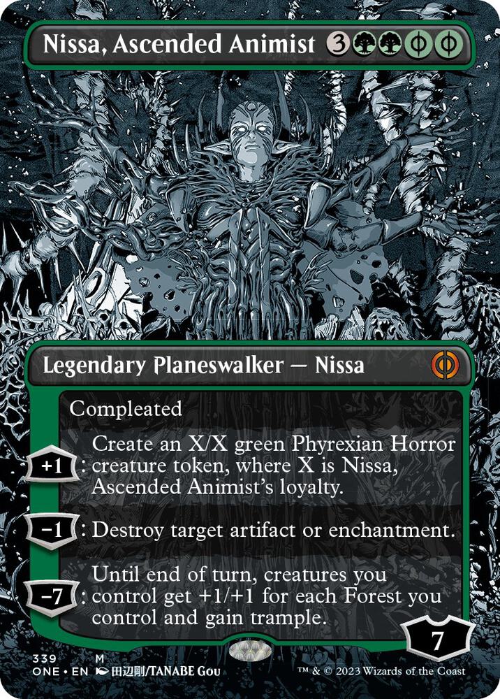 Nissa, Ascended Animist (Borderless) (339) [Phyrexia: All Will Be One] [Showcase, Borderless]