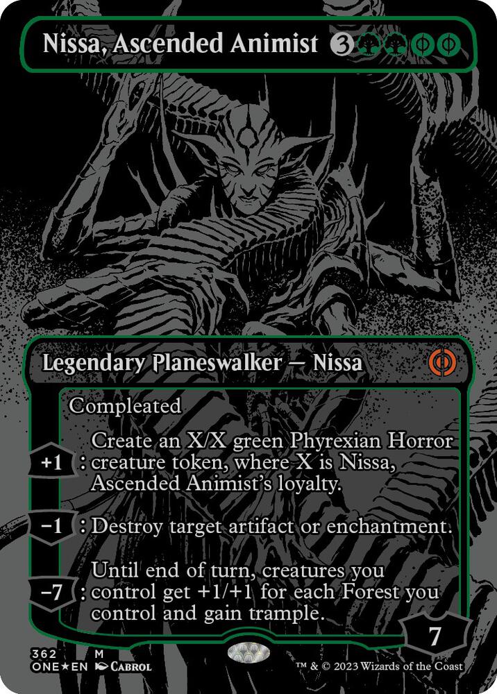 Nissa, Ascended Animist (Oil Slick Raised Foil) (362) [Phyrexia: All Will Be One] [Borderless]