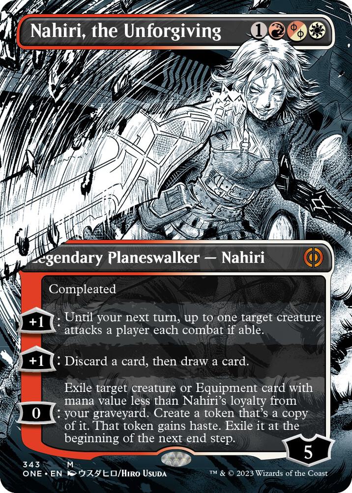 Nahiri, the Unforgiving (Borderless) (343) [Phyrexia: All Will Be One] [Showcase, Borderless]