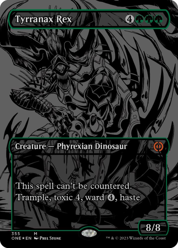 Tyrranax Rex (Oil Slick Raised Foil) (355) [Phyrexia: All Will Be One] [Borderless]