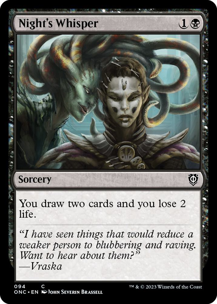 Night's Whisper (94) [Phyrexia: All Will Be One Commander]
