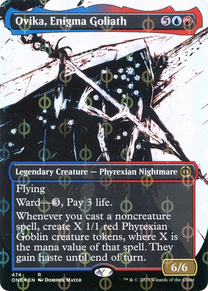 Ovika, Enigma Goliath (Showcase) (Step-and-Compleat Foil) (474) [Phyrexia: All Will Be One] [Showcase, Borderless]
