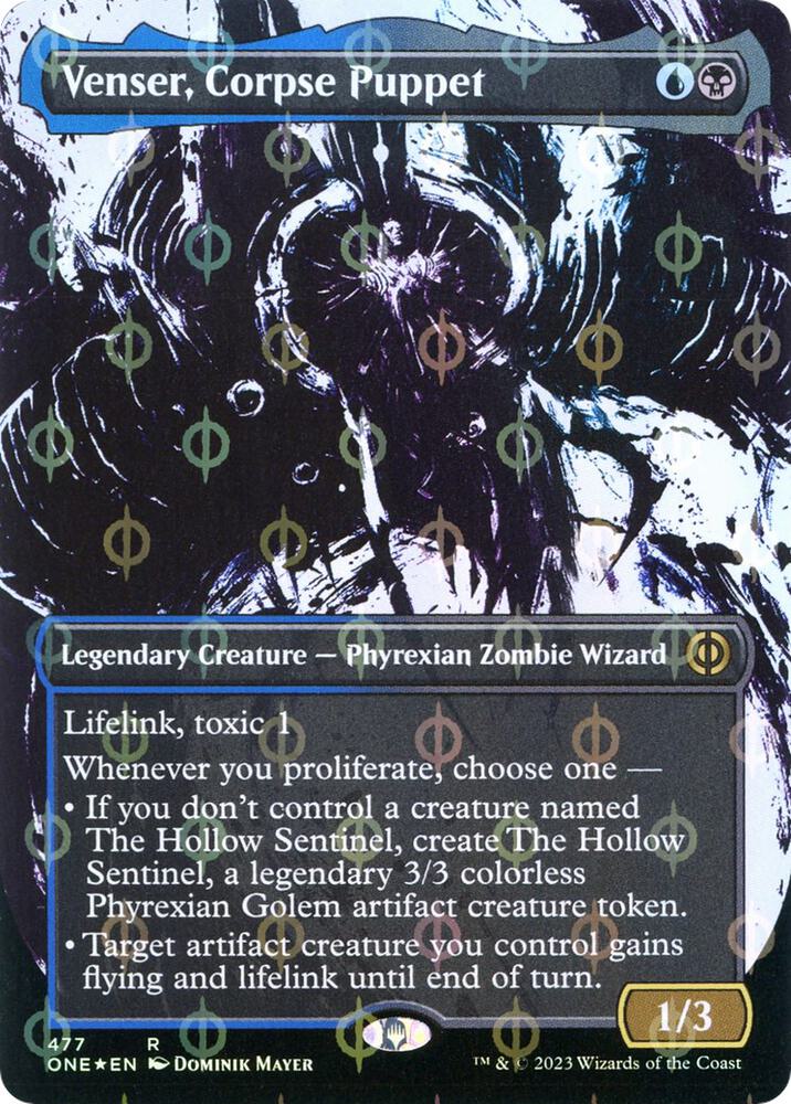 Venser, Corpse Puppet (Showcase) (Step-and-Compleat Foil) (477) [Phyrexia: All Will Be One] [Showcase, Borderless]