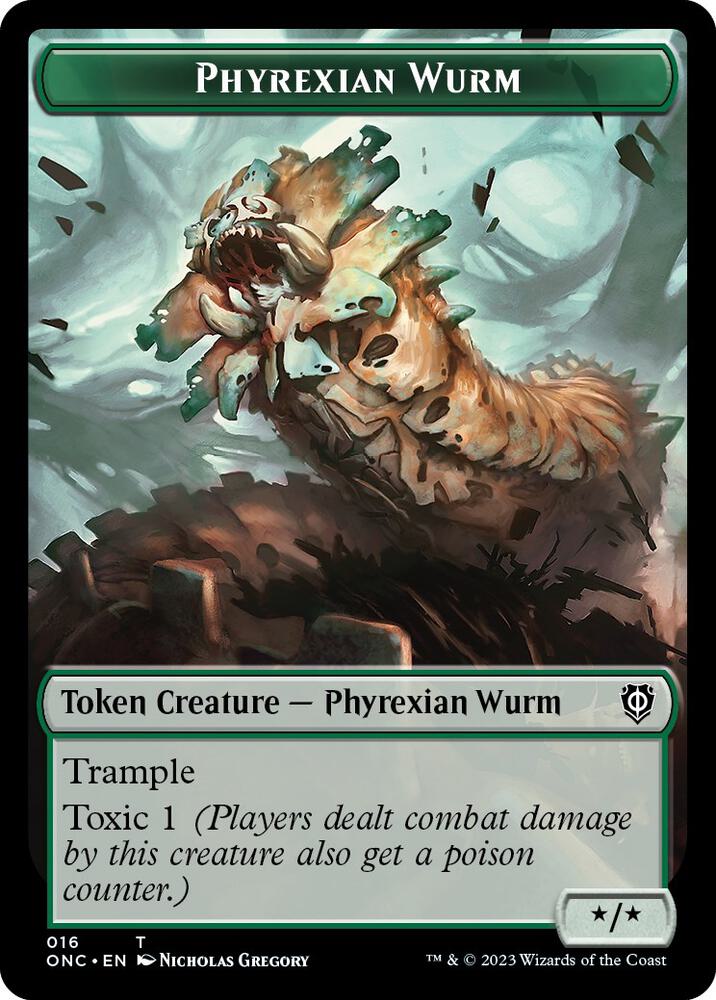 Phyrexian Wurm // Phyrexian Insect Double-Sided Token (16 // 15) [Phyrexia: All Will Be One Commander]