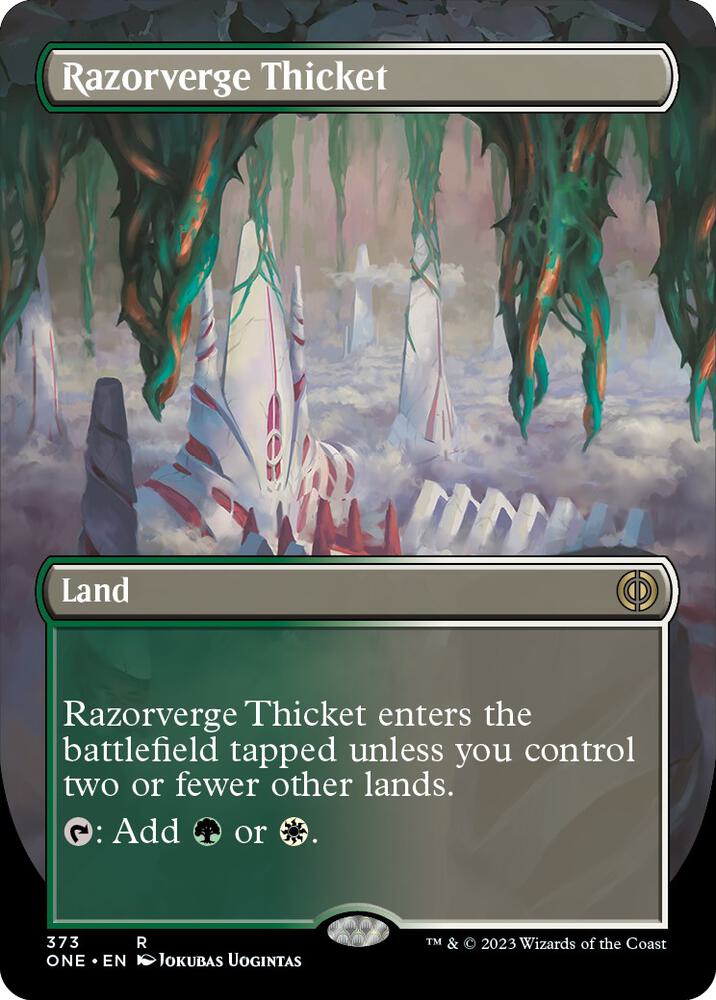Razorverge Thicket (Borderless) (373) [Phyrexia: All Will Be One] [Borderless]