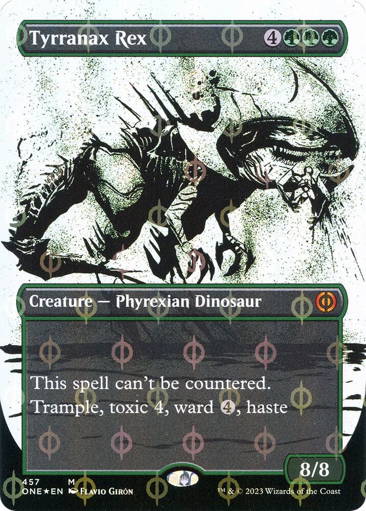 Tyrranax Rex (Showcase) (Step-and-Compleat Foil) (457) [Phyrexia: All Will Be One] [Showcase, Borderless]