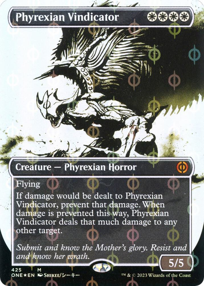 Phyrexian Vindicator (Showcase) (Step-and-Compleat Foil) (425) [Phyrexia: All Will Be One] [Showcase, Borderless]