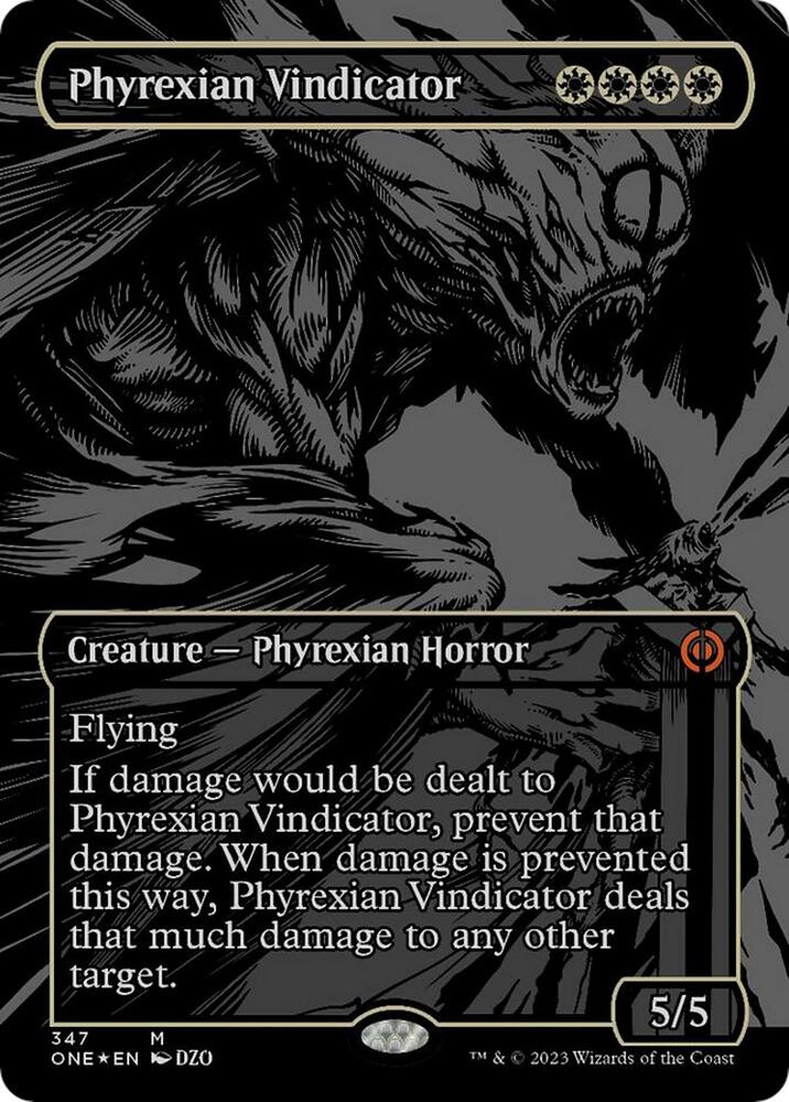 Phyrexian Vindicator (Oil Slick Raised Foil) (347) [Phyrexia: All Will Be One] [Borderless]
