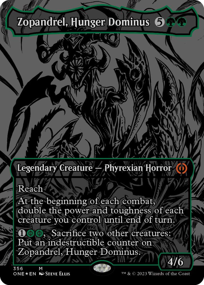 Zopandrel, Hunger Dominus (Oil Slick Raised Foil) (356) [Phyrexia: All Will Be One] [Borderless]