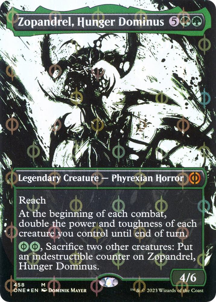 Zopandrel, Hunger Dominus (Showcase) (Step-and-Compleat Foil) (458) [Phyrexia: All Will Be One] [Showcase, Borderless]