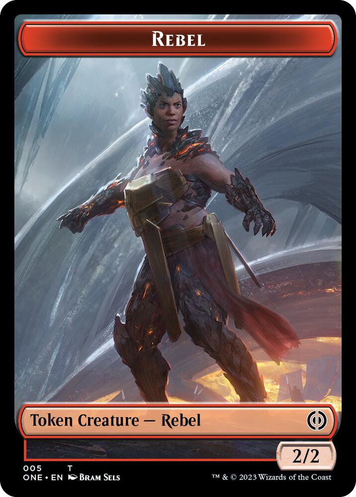 Rebel // Phyrexian Beast Double-sided Token (5 // 6) [Phyrexia: All Will Be One]