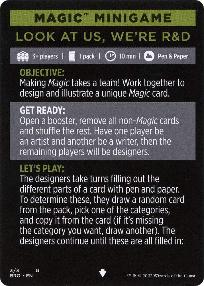 Magic Minigame: Look at Us, We're R&D (3) [The Brothers' War]
