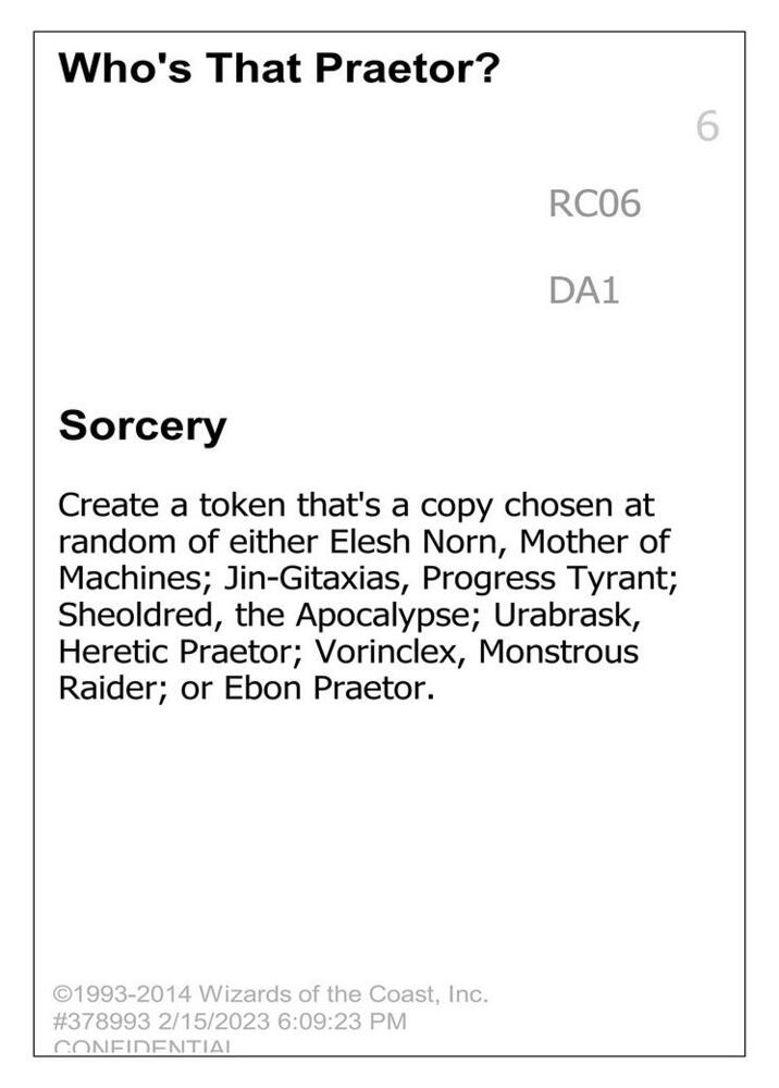 Who's that Praetor? [Un-Known Event Playtest Cards]