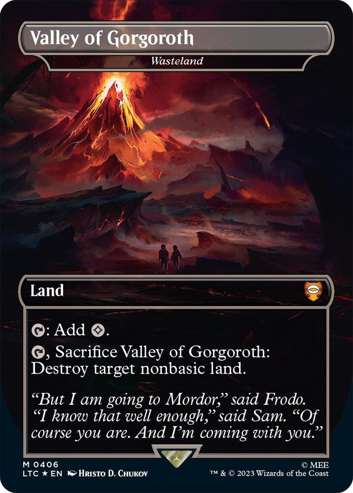 Valley of Gorgoroth - Wasteland (Borderless) (Surge Foil) (406) [Tales of Middle-earth Commander] [Borderless]