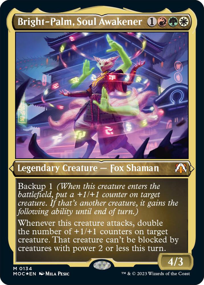 Bright-Palm, Soul Awakener (Display Commander) - Thick Stock (134) [March of the Machine Commander] [Etched]